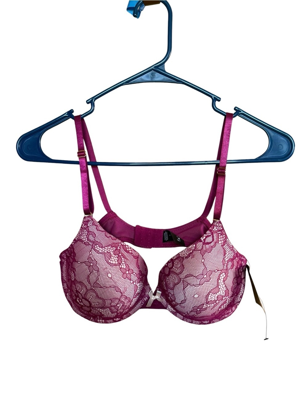 Rene Rofe Lace Push-Up Bra in Magenta